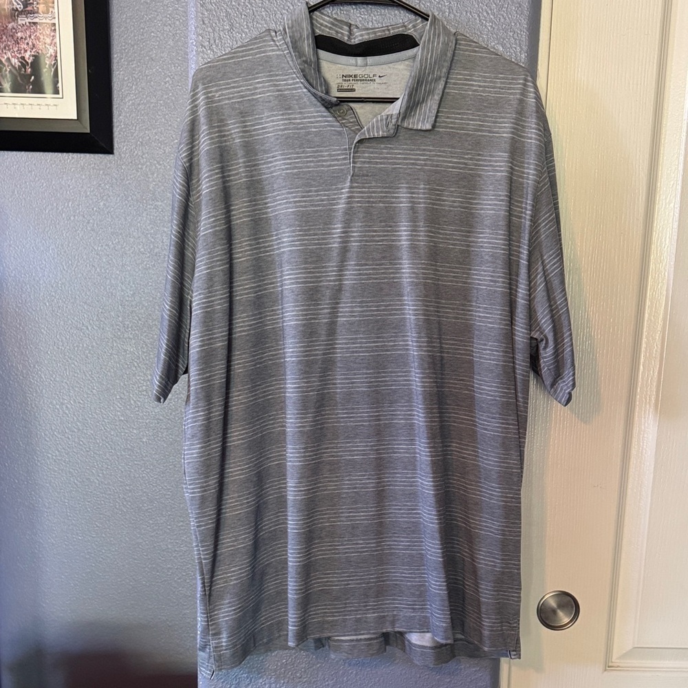 adidas Men's Striped Polo Shirt in Gray